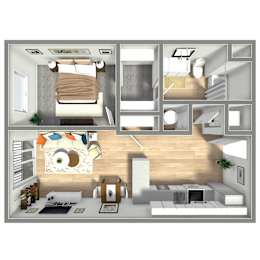 565 SF One Bed One Bath Floor Plan at Boho Flats in Omaha, NE