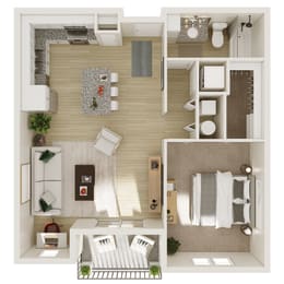 768 SF one bed one bath floor plan at The Brink at Ridgeview in Plattsmouth, NE