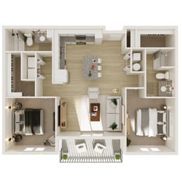 1,063 SF two bed two bath floor plan at The Brink at Ridgeview in Plattsmouth, NE