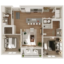 1,118 SF two bed two bath floor plan at The Brink at Ridgeview in Plattsmouth, NE
