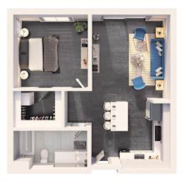 One bedroom plus floor plan at Crystal Flats in Bentonville, AR