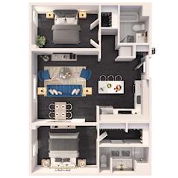 Two Bedroom standard floor plan at Crystal Flats in Bentonville, AR