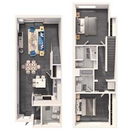 Two bedroom townhome deluxe floor plan at Crystal Flats in Bentonville, AR