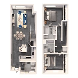 Two bedroom townhome premium floor plan at Crystal Flats in Bentonville, AR