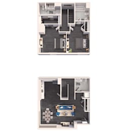 Two bedroom Townhome standard floor plan at Crystal Flats in Bentonville, AR