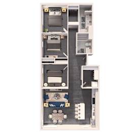 Three bedroom floor plan at Crystal Flats in Bentonville, AR