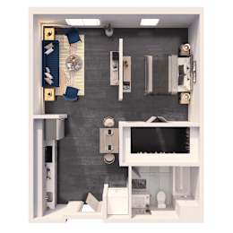 Studio core housing floor plan at Crystal Flats in Bentonville, AR