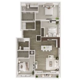Three Bed Two Bath 1,562 SF Floor Plan at Echo Park in Omaha, NE