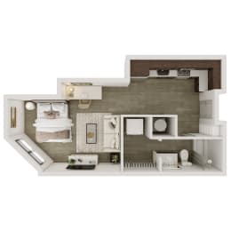 Studio One Bath 507 SF Floor Plan at Echo Park in Omaha, NE