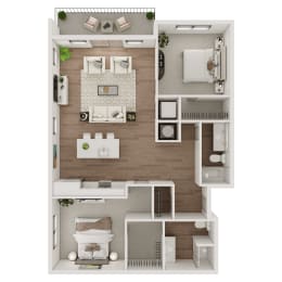Two Bed Two Bath 1,197 SF Floor Plan at Echo Park in Omaha, NE