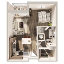 One bedroom Knudson floor plan at Hanover Flats in Omaha, NE
