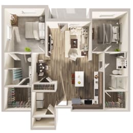 Two bedroom floor plan, Stark at Hanover Flats in Omaha, NE