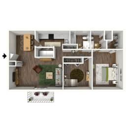 1,000 SF two bedroom  at the newly renovated Highpoint apartments at Omaha, NE