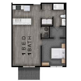 748 SF one bedroom floor plan at Logan Creek Apartments in Wakefield, NE