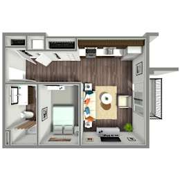 627 SF Studio Floor plan at Nexus at Grays Landing in Des Moines, IA
