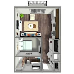572 SF Studio Floor plan at Nexus at Grays Landing in Des Moines, IA