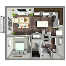 730 SF One Bed Floor plan at Nexus at Grays Landing in Des Moines, IA