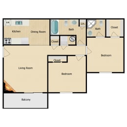Cypress Floor Plan at Oakwood Trail Apartments in Omaha, NE