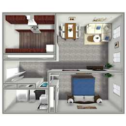 590 SF One Bed Floor Plan at Orpheum Tower in Omaha, NE