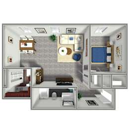 615 SF One Bed Floor Plan at Orpheum Tower in Omaha, NE