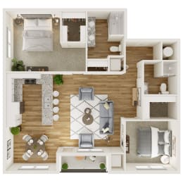a floor plan of a 1 bedroom apartment at the crossings at white marsh apartments in white marsh
