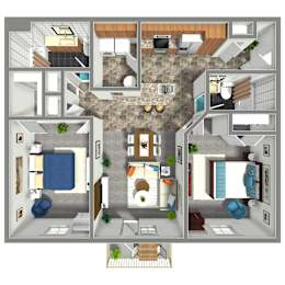 1,100 SF Two Bed Two Bath  Floor Plan at The Residences at Oak Pointe in Grand Island, NE