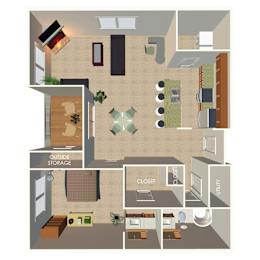 950 SF One Bed One Bath Floor Plan at Standing Bear Lake Apartments in Omaha, NE