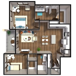 1,175 SF Two Bed Two Bath Spring Floor Plan at The Sterling at Prairie Trail North in Ankeny, IA