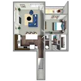 817 SF one bed one bath Mendocino townhome floor plan at The Sterling at Prairie Trail in Ankeny, IA