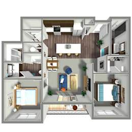 1,068 SF Two Bed Two Bath Moscato floor plan at The Sterling at Prairie Trail in Ankeny, IA