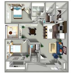 1,135 SF two bed two bath Tuscany townhome floor plan at The Sterling at Prairie Trail in Ankeny, IA