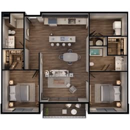 1,142 SF Two Bed Two Bath Sage Floor Plan at The Sterling at Prairie Trail North in Ankeny, IA