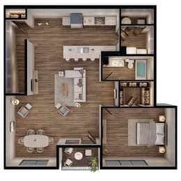 1061 SF one bedroom floor plan at Sterling at Prairie Trail North in Ankeny, IA