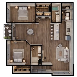 1410 SF two bedroom floor plan at Sterling at Prairie Trail North in Ankeny, IA