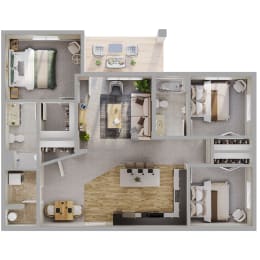 Three bedroom - two bathroom 1,179 SF Torina Floor Plan at Tamarin Ridge in Lincoln, NE