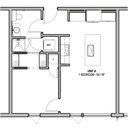 541 SF One Bed One Bath Floor Plan at The Howard East Central in Bentonville, AR