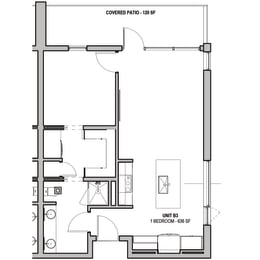 636 SF One Bed One Bath Floor Plan at The Howard East Central in Bentonville, AR