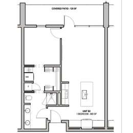 665 SF One Bed One Bath Floor Plan at The Howard East Central in Bentonville, AR