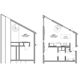 853 SF One Bed One Bath Loft Floor Plan at The Howard East Central in Bentonville, AR