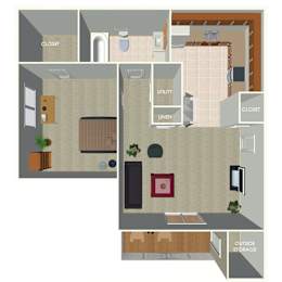 600 SF One Bed One Bath Floor Plan at The Pointe in La Vista, NE