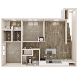 Two bed Two bath Floor Plan at Tiburon Ridge, Omaha, NE 68136