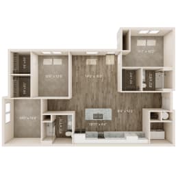 Three bedroom, 1237 SF floor plan at Tiburon Ridge Apartments in Gretna, NE