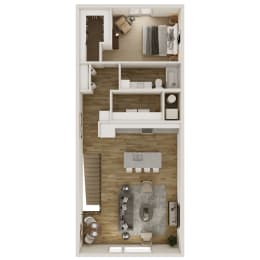 1006 SF One Bedroom Floor Plan at The Trails at North Streams in West Omaha, NE