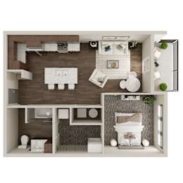 One Bed / One Bath 690 SF Floor Plan at The Westline at Flanagan Lake in Omaha, NE