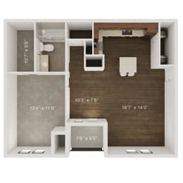 One Bed One Bath Floor Plan at Whispering Hills, Omaha, NE