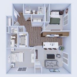 Two bedroom floor plant at Heartland Flats in Beatrice, NE
