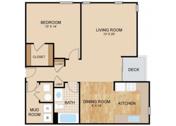 1 Bed 1 Bath Floor Plan at Briar Hills, Omaha, NE