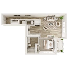  Floor Plan 1 Bedroom, 1 Bathroom - 637 SF