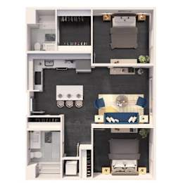 A series of images showing different layouts of a bedroom.