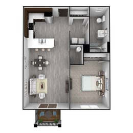  Floor Plan 1 Bedroom, 1 Bathroom - 753 SF
